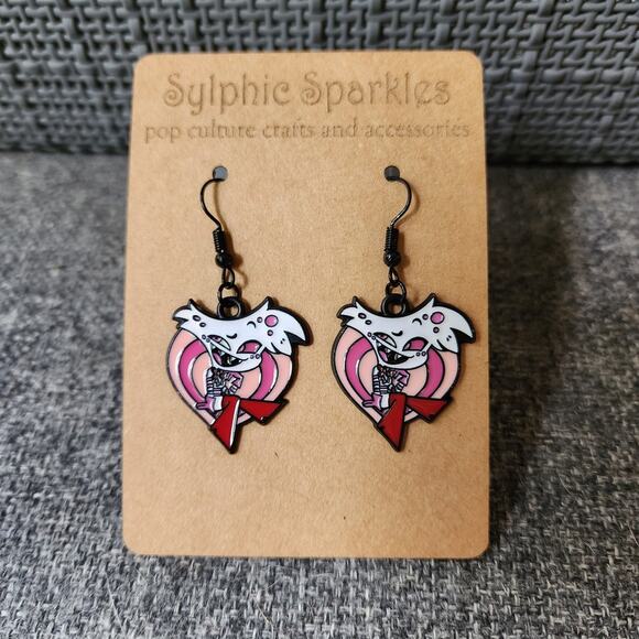 Hazbin Hotel Angeldust Enamel Charm Earrings - Picture 2 of 2